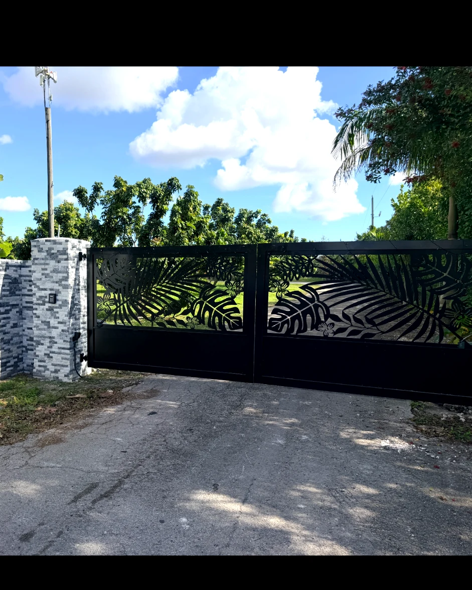 Custom residential tropical gate installed by Bayside